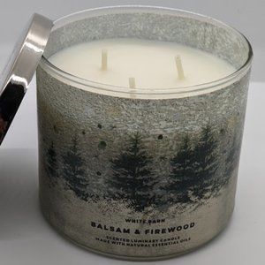 NEW - Bath and Body Works/White Barn 3 Wick Luminary Candle - Balsam & Firewood